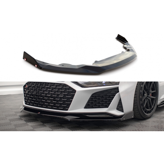 Maxton Design spoiler pod přední nárazník ver.3 s křidélky pro Audi R8 Mk2 Facelift, černý lesklý plast ABS