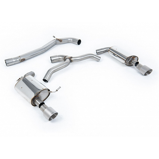 Milltek Sport výfukový systém cat-back bez rezonátoru (hlasitější) pro Volkswagen Golf Mk7 2.0TFSI Alltrack / Estate / Station Wagon / Combi 4-Motion 2016-2021, typ koncovek: GT-100 titanové