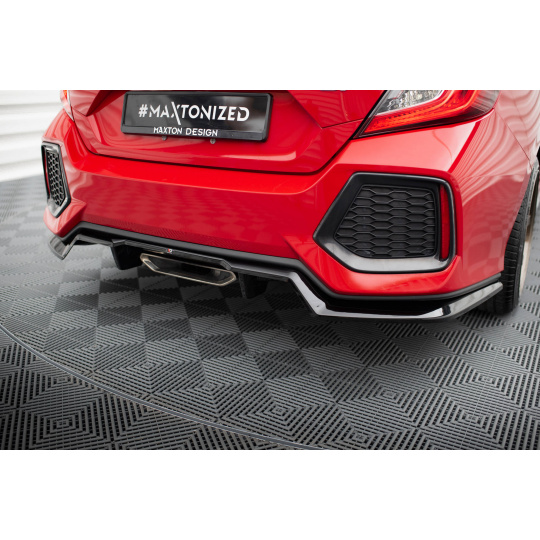 Maxton Design středový spoiler pod zadní nárazník s žebrováním pro Honda Civic Mk10 SI, černý lesklý plast ABS