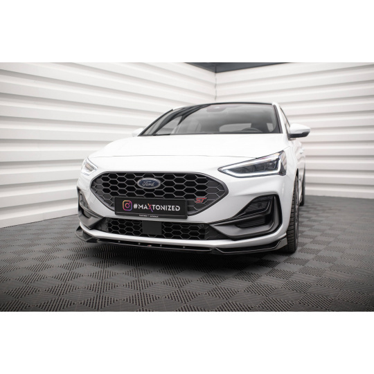 Maxton Design spoiler pod přední nárazník ver.7 pro Ford Focus ST Mk4, černý lesklý plast ABS, Hatchback / Estate