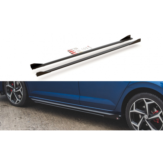Maxton Design "Racing durability" difuzory pod boční prahy s křidélky pro Volkswagen Polo GTI Mk6, plast ABS bez povrchové úpravy
