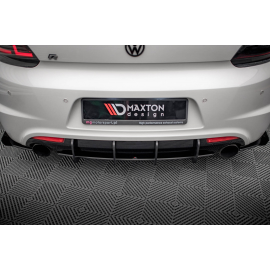 Maxton Design "Street Pro" difuzor zadního nárazníku pro Volkswagen Scirocco R Mk3, plast ABS bez povrchové úpravy, s černou a červenou linkou