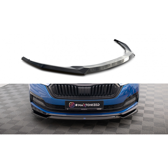 Maxton Design spoiler pod přední nárazník ver.2 pro Škoda Octavia Mk4, černý lesklý plast ABS, Sportline