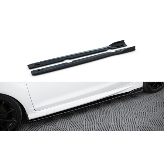 Maxton Design difuzory pod boční prahy ver.3 pro Ford Fiesta ST Mk7, černý lesklý plast ABS