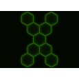 Kompletní LED hexagonové svítidlo zelené, rozměr: 9 elementů 246 x 386 cm tvar X