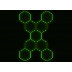 Kompletní LED hexagonové svítidlo zelené, rozměr: 9 elementů 246 x 386 cm tvar X Kompletní LED hexagonové svítidlo zelené, rozměr: 9 elementů 246 x 386 cm tvar X