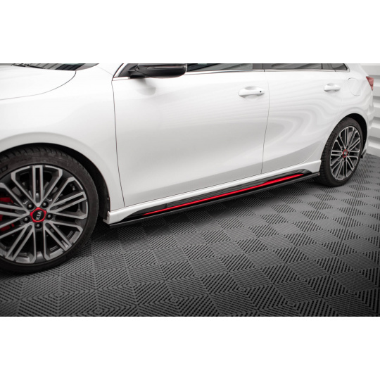 Maxton Design difuzory pod boční prahy pro Kia Cee'd Mk3 /GT, černý lesklý plast ABS