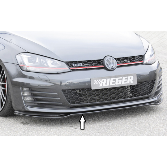Rieger lipa pod přední nárazník pouze pro GTI / GTD pro Volkswagen Golf 7 GTD, GTI 3-dvéř., 5-dvéř. před faceliftem, 04/13-12/16, 06/13-12/16, plast ABS lakovaný do černé lesklé barvy