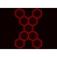 Kompletní LED hexagonové svítidlo červené, rozměr: 9 elementů 246 x 386 cm tvar X