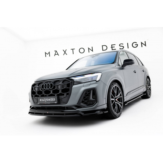 Maxton Design spoiler pod přední nárazník pro Audi Q7 Mk2 Facelift 2, černý lesklý plast ABS, S-Line