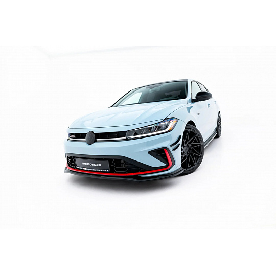 Maxton Design spoiler pod přední nárazník ver.2 pro Volkswagen Jetta GLI Mk7 Facelift 2, černý lesklý plast ABS