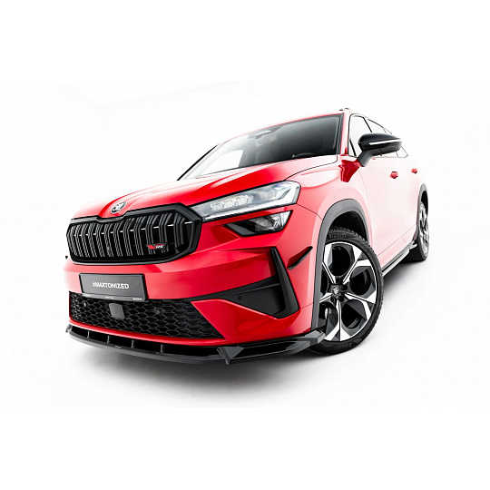 Maxton Design spoiler pod přední nárazník pro Škoda Kodiaq Mk2 RS, černý lesklý plast ABS