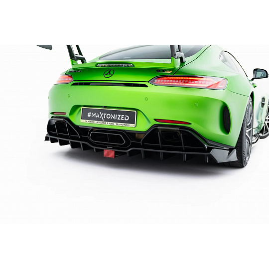Maxton Design spoiler pod zadní nárazník s žebrováním a LED světlem pro Mercedes AMG GTR C190 Facelift, černý lesklý plast ABS Maxton Design spoiler pod zadní nárazník s žebrováním a LED světlem pro Mercedes AMG GTR C190 Facelift, černý lesklý plast ABS
