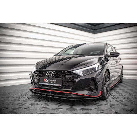 Maxton Design "Street Pro" spoiler pod přední nárazník pro Hyundai i20 N Mk3, plast ABS bez povrchové úpravy, s červenou linkou