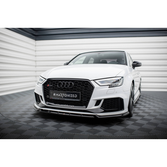 Maxton Design spoiler pod přední nárazník ver.3 pro Audi RS3 8V Facelift, černý lesklý plast ABS, Sedan