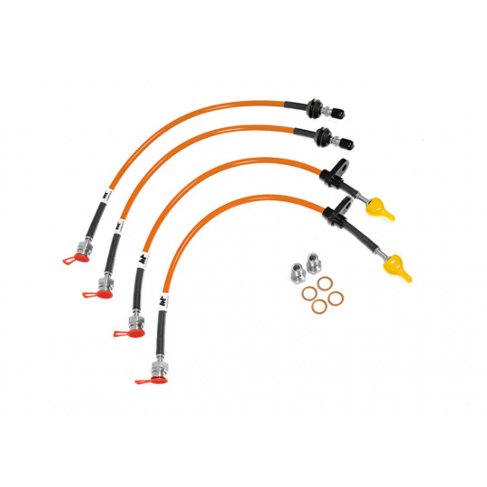 Forge Motorsport sada opletených brzdových hadic pro Toyota Supra Mk5 (A90), barva potahu: oranžová Forge Motorsport sada opletených brzdových hadic pro Toyota Supra Mk5 (A90), barva potahu: oranžová