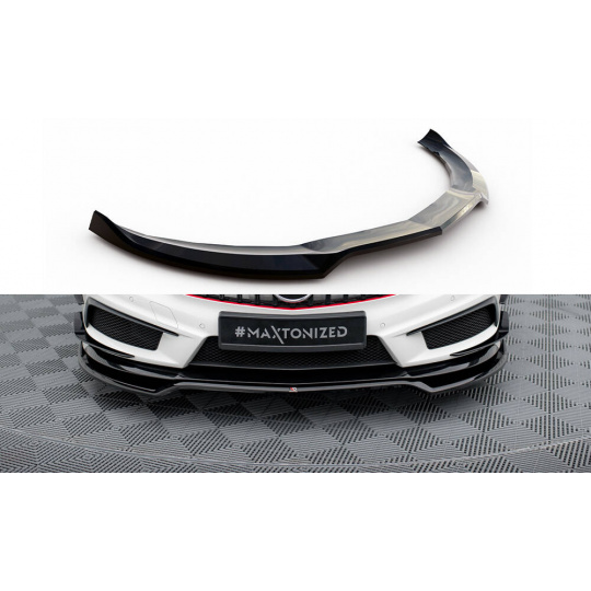 Maxton Design spoiler pod přední nárazník ver.4 pro Mercedes třída A W176 45 AMG, černý lesklý plast ABS