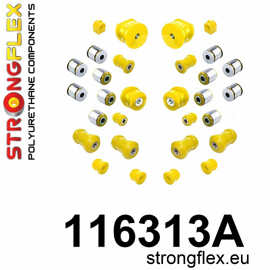 116313A: Strongflex Kompletní sada silentbloků pro zavěšení varianta SPORT 116313A: Strongflex Kompletní sada silentbloků pro zavěšení varianta SPORT