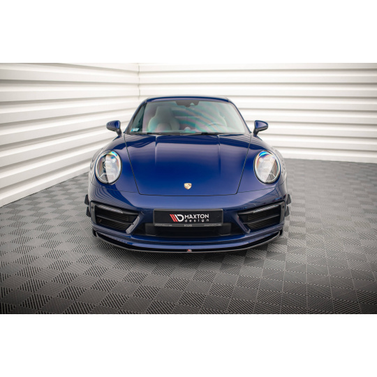 Maxton Design spoiler pod přední nárazník pro Porsche 911 992 Carrera/Carrera S Aero, černý lesklý plast ABS