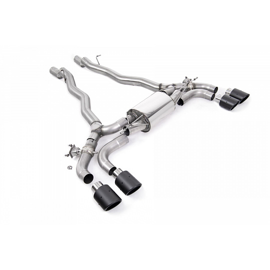 Milltek Sport Front Pipe-back od předního tlumiče Back System pro BMW řada 5 M5 /M5 Competition 4.4l Twin Turbo F90 (North American / ROW Cars) 2019-2024, JET-100 karbonové koncovky