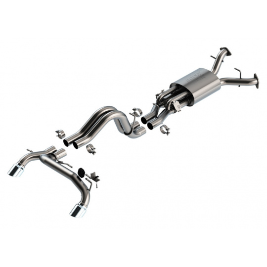 Borla Cat-Back výfukový systém "ATAK" pro Ford Bronco Raptor 3.0L V6 Twin Turbo, automat, 2+4WD, 4-dveř., r.v. 2022-2024, jednoduchá koncovka na obou stranách, typ koncovek: chromové