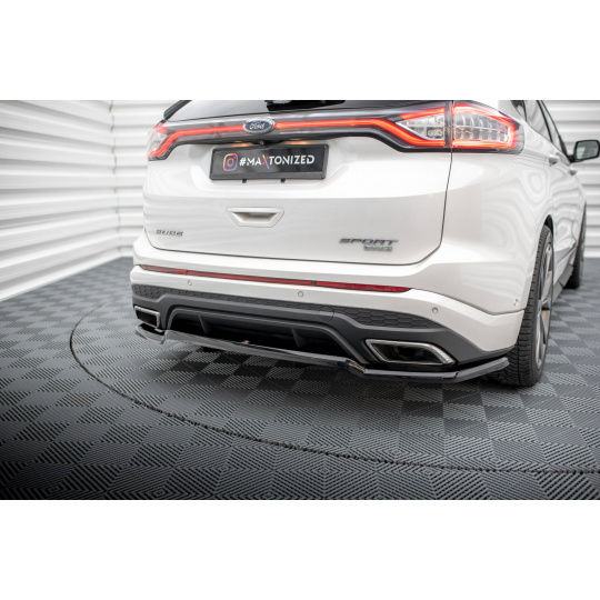 Maxton Design středový spoiler pod zadní nárazník s žebrováním pro Ford Edge Mk2 Sport, černý lesklý plast ABS