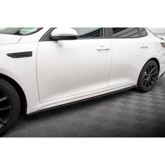 Maxton Design difuzory pod boční prahy pro Kia Optima Mk4 Facelift, černý lesklý plast ABS