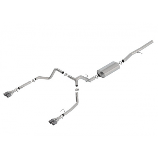 Borla Cat-Back výfukový systém "Touring" pro Chevrolet Silverado 1500 6,2l V8, s aut. převodovkou, 2WD/AWD, EC/SB, CC/SHB, 147", r.v. 2019-2020, typ koncovek: karbonové
