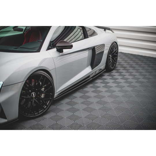 Maxton Design difuzory pod boční prahy pro Audi R8 Mk2 Facelift, černý lesklý plast ABS