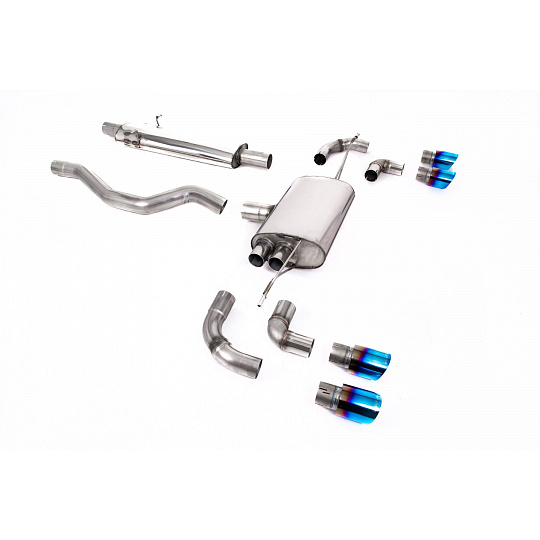 Milltek Sport výfukový systém OPF/GPF Back pro Land rover Defender 110 2.0 I4 P300/P400e (s OPF/GPF a bez OPF/GPF) 2020-2024, GT-90 titavě modré koncovky