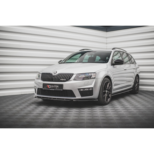 Maxton Design spoiler pod přední nárazník ver.4 pro Škoda Octavia RS Mk3, černý lesklý plast ABS