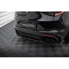 Maxton Design středový spoiler pod zadní nárazník s žebrováním pro Alfa Romeo Stelvio, černý lesklý plast ABS, Quadrifoglio