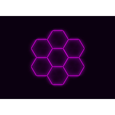 Kompletní LED hexagonové svítidlo růžové, rozměr: 7 elementů 238 x 252 cm Kompletní LED hexagonové svítidlo růžové, rozměr: 7 elementů 238 x 252 cm