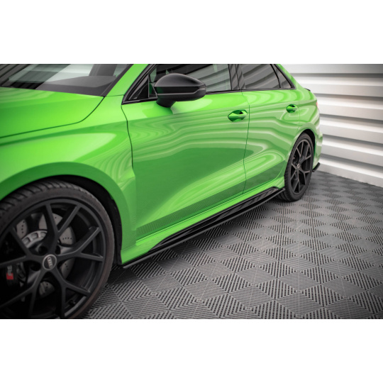 Maxton Design "Street Pro" difuzory pod boční prahy pro Audi RS3 8Y, plast ABS bez povrchové úpravy, Sedan, s červenou linkou