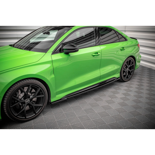 Maxton Design difuzory pod boční prahy pro Audi RS3 8Y, černý lesklý plast ABS, Sedan