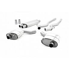 Milltek Sport homologovaný výfuk cat-back dvojitý výstup s rezonátorem pro Ford Mustang 2.3 EcoBoost (Fastback) 2015-2018, GT-100 titanově modré koncovky