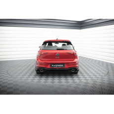 Maxton Design vložka zadního nárazníku s chromovými imitacemi koncovek výfuku pro Volkswagen Golf GTE Mk8, Mk8 Facelift, černý lesklý plast ABS