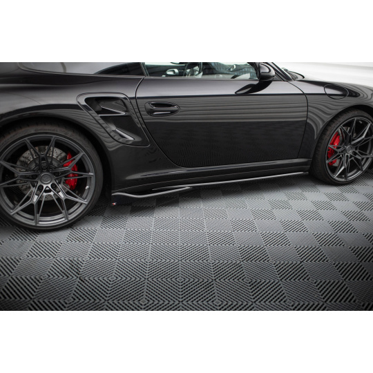 Maxton Design difuzory pod boční prahy pro Porsche 911 997 Turbo, černý lesklý plast ABS