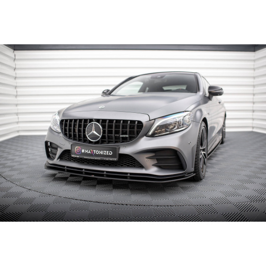 Maxton Design "Street Pro" spoiler pod přední nárazník pro Mercedes třída C W205 Facelift/43 AMG/Coupe, plast ABS bez povrchové úpravy, s červenou linkou