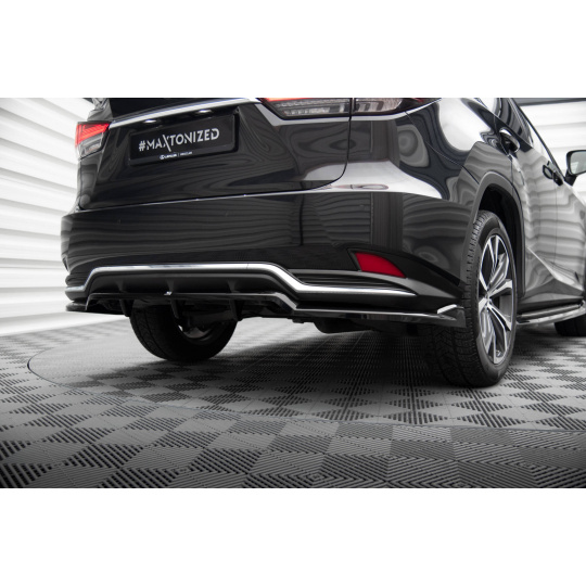 Maxton Design středový spoiler pod zadní nárazník s žebrováním pro Lexus RX Mk4 Facelift, černý lesklý plast ABS