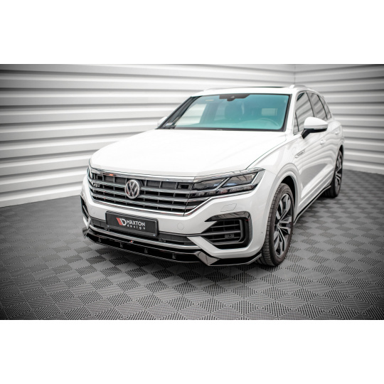 Maxton Design spoiler pod přední nárazník pro Volkswagen Touareg Mk3 /R-Line, černý lesklý plast ABS