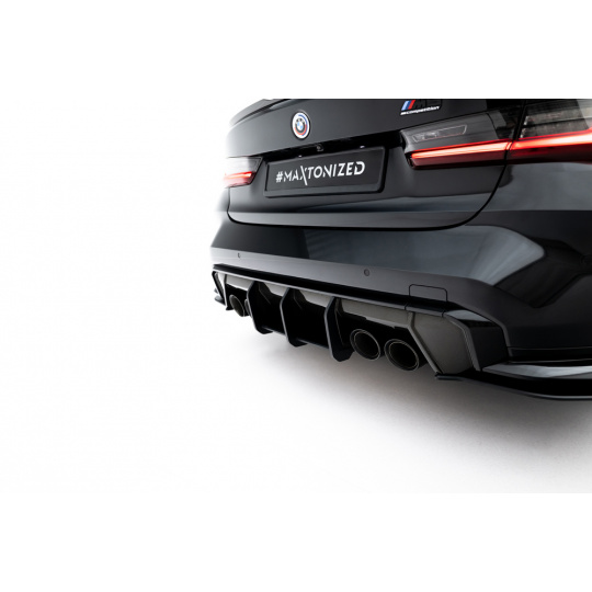 Maxton Design "Street Pro" difuzor zadního nárazníku pro BMW M4 G82, plast ABS bez povrchové úpravy, s černou a červenou linkou