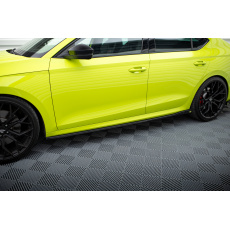 Maxton Design difuzory pod boční prahy s křidélky ver.3 pro Škoda Octavia RS Mk4, černý lesklý plast ABS