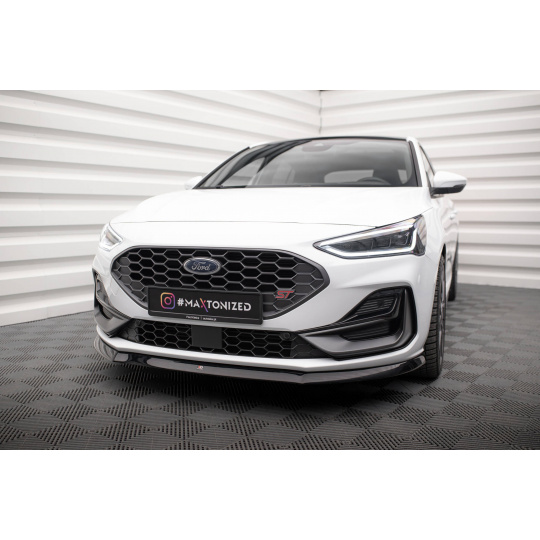 Maxton Design spoiler pod přední nárazník ver.8 pro Ford Focus ST-Line Mk4, černý lesklý plast ABS, Hatchback / Estate
