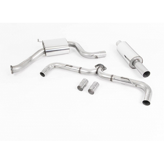 Milltek Sport výfukový systém cat-back Road+ s rezonátorem pro Volkswagen Golf MK7.5 GTi (s Performance Pack, bez OPF/GPF) 2017-2018, typ koncovek: GT-100 titanové modré