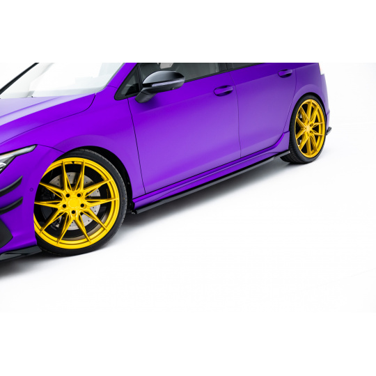 Maxton Design difuzory pod boční prahy pro Volkswagen Golf R Mk8, černý lesklý plast ABS