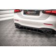 Maxton Design středový spoiler pod zadní nárazník s žebrováním v.1 pro Mercedes třída A W177 A35 AMG, černý lesklý plast ABS