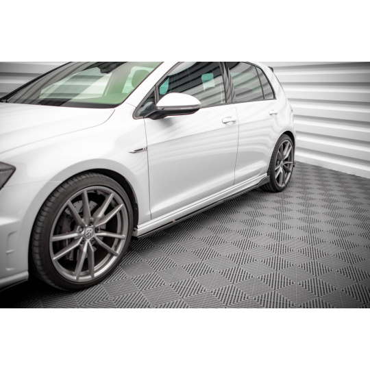 Maxton Design difuzory pod boční prahy ver.2 pro Volkswagen Golf R Mk7, černý lesklý plast ABS