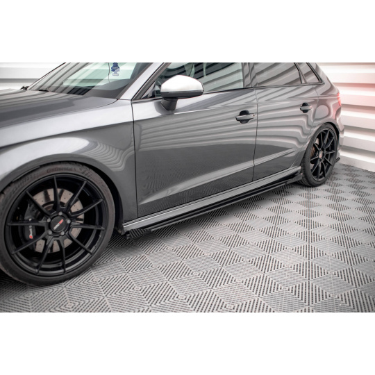Maxton Design "Street Pro" difuzory pod boční prahy s křidélky pro Audi S3 8V FL, plast ABS bez povrchové úpravy, Sportback