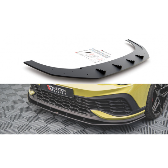 Maxton Design "Racing durability" spoiler pod přední nárazník pro Volkswagen Golf GTI Mk8, plast ABS bez povrchové úpravy, Clubsport, s červenou linkou
